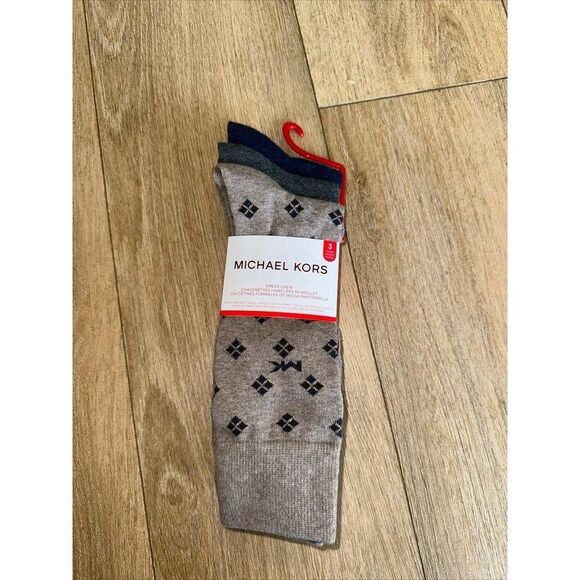 Michael Kors MK Logo Men's 3 Pairs‎ Crew Stretch Socks Size US 7-12 NEW Assort. - Picture 1 of 6